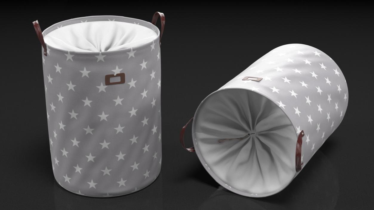 3D Laundry Basket with Lid Gray model