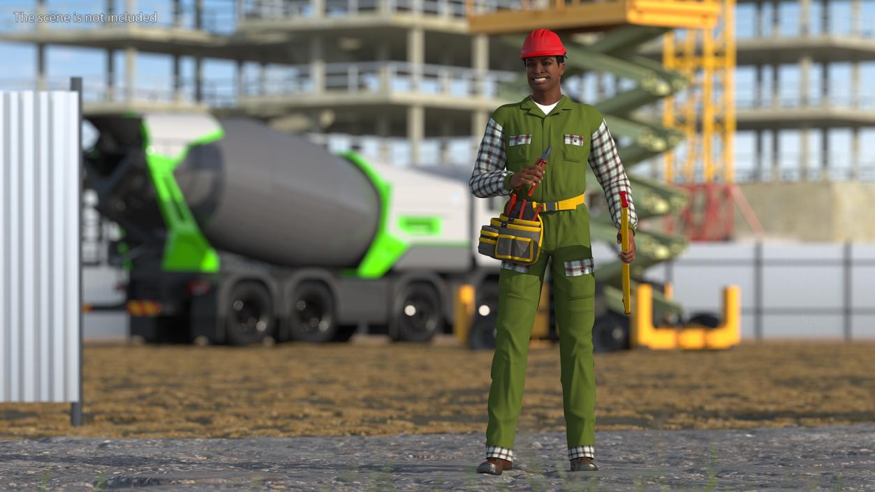 Light Skinned Black Builder Rigged 3D model