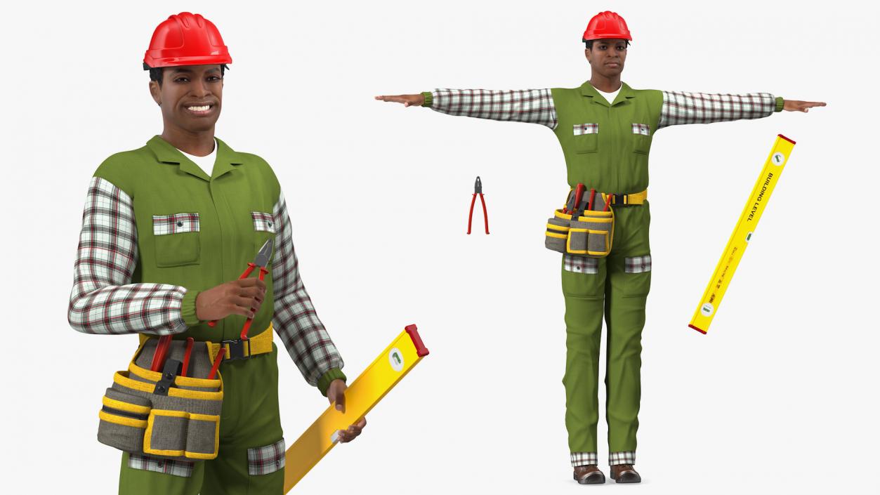 Light Skinned Black Builder Rigged 3D model