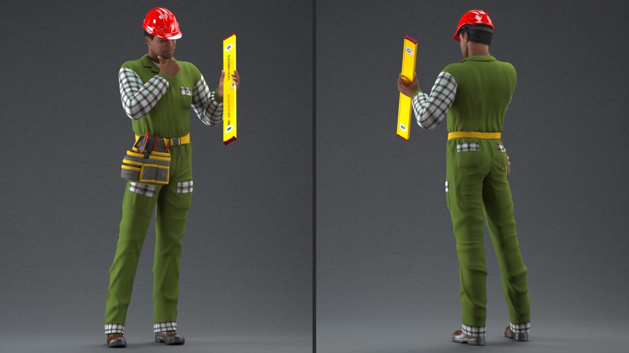 Light Skinned Black Builder Rigged 3D model