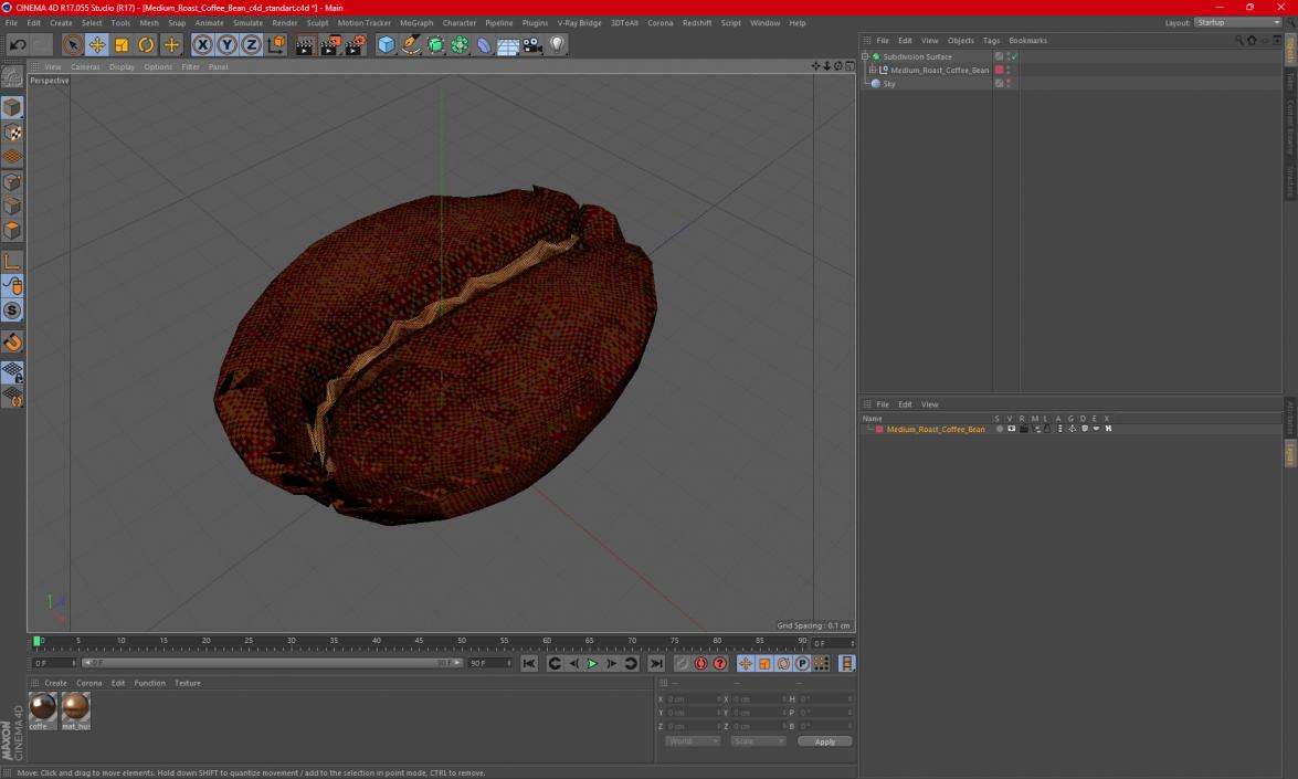 Medium Roast Coffee Bean 3D model