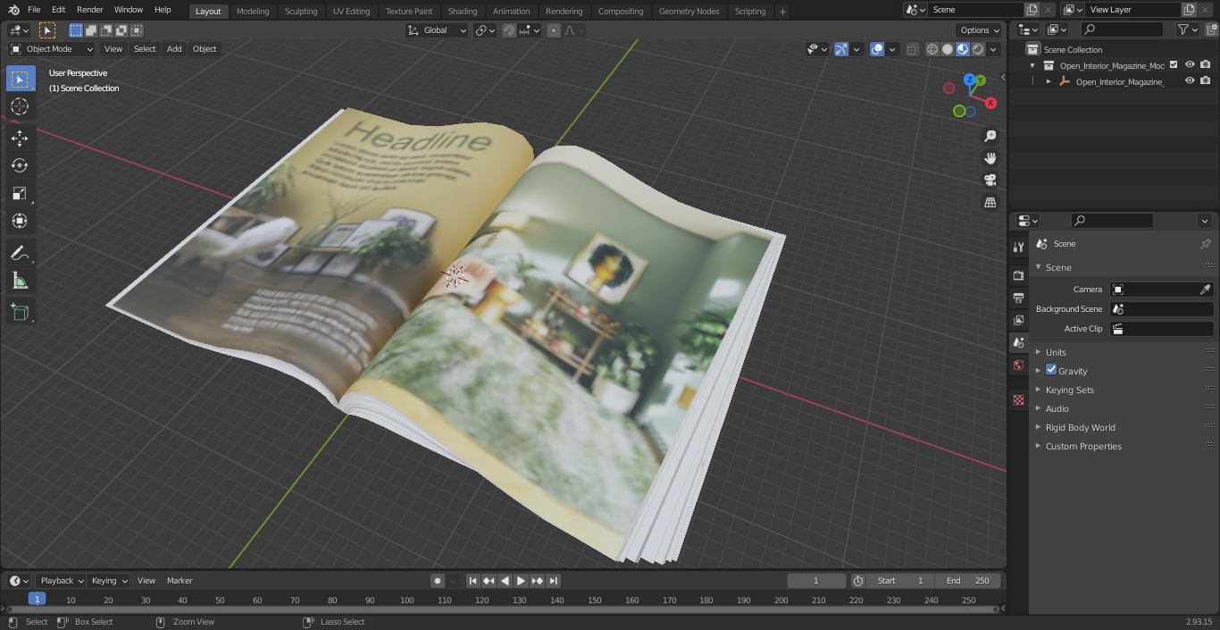 Open Interior Magazine Mockup 3D model