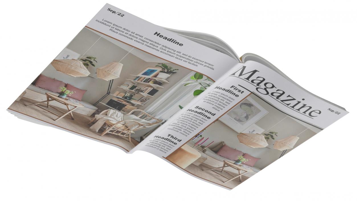 Open Interior Magazine Mockup 3D model