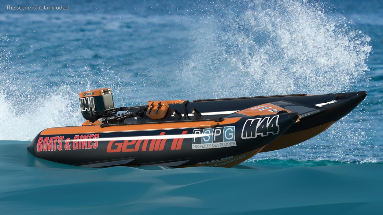 Racing Boat Gemini Zapcat F1 with Engine Orange 3D