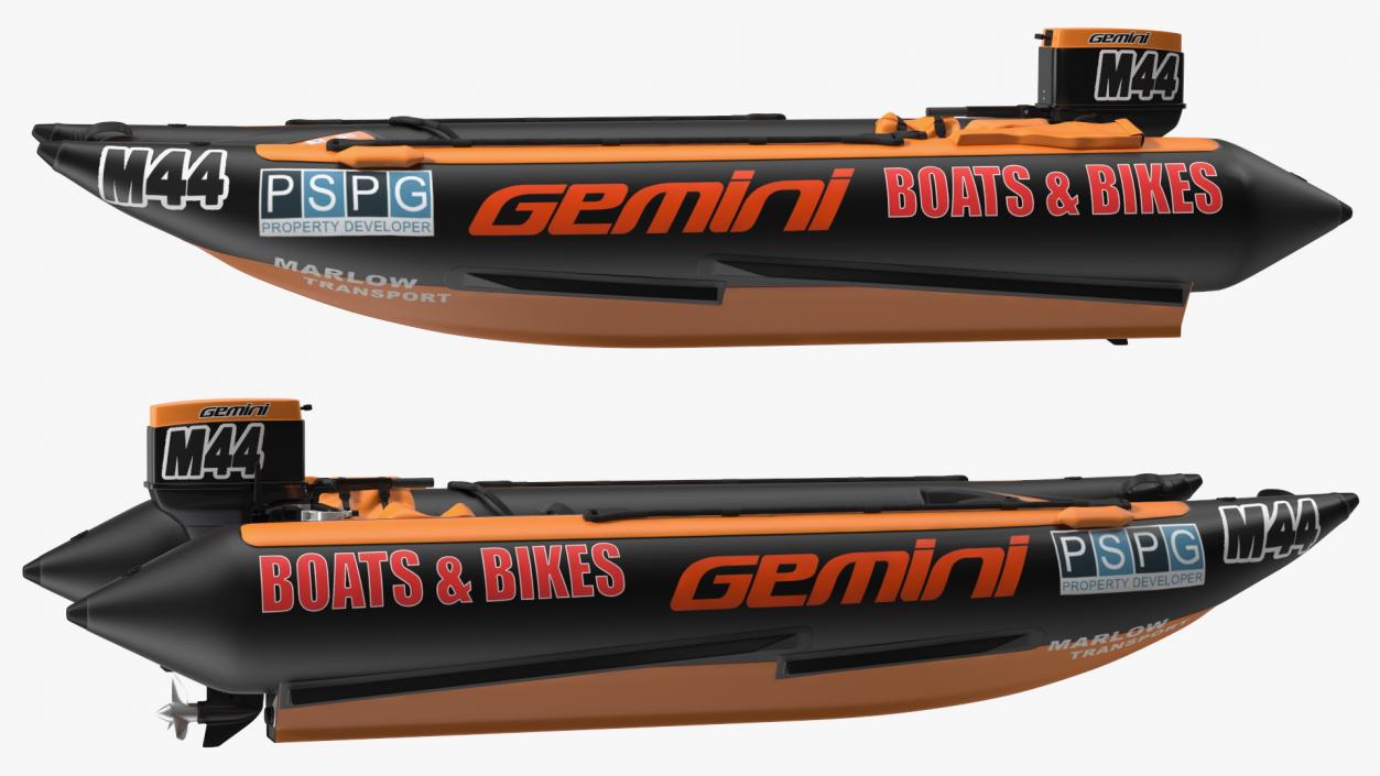 Racing Boat Gemini Zapcat F1 with Engine Orange 3D