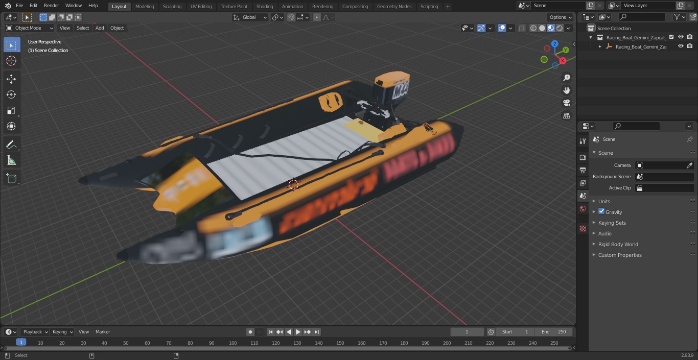 Racing Boat Gemini Zapcat F1 with Engine Orange 3D