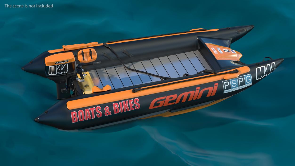 Racing Boat Gemini Zapcat F1 with Engine Orange 3D