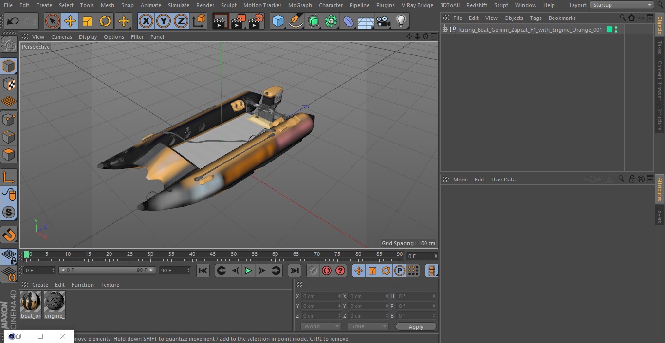 Racing Boat Gemini Zapcat F1 with Engine Orange 3D