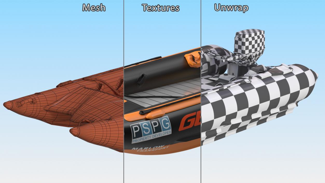 Racing Boat Gemini Zapcat F1 with Engine Orange 3D