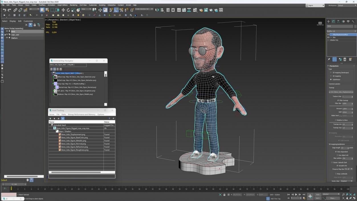 3D Steve Jobs Figure Rigged for Maya model