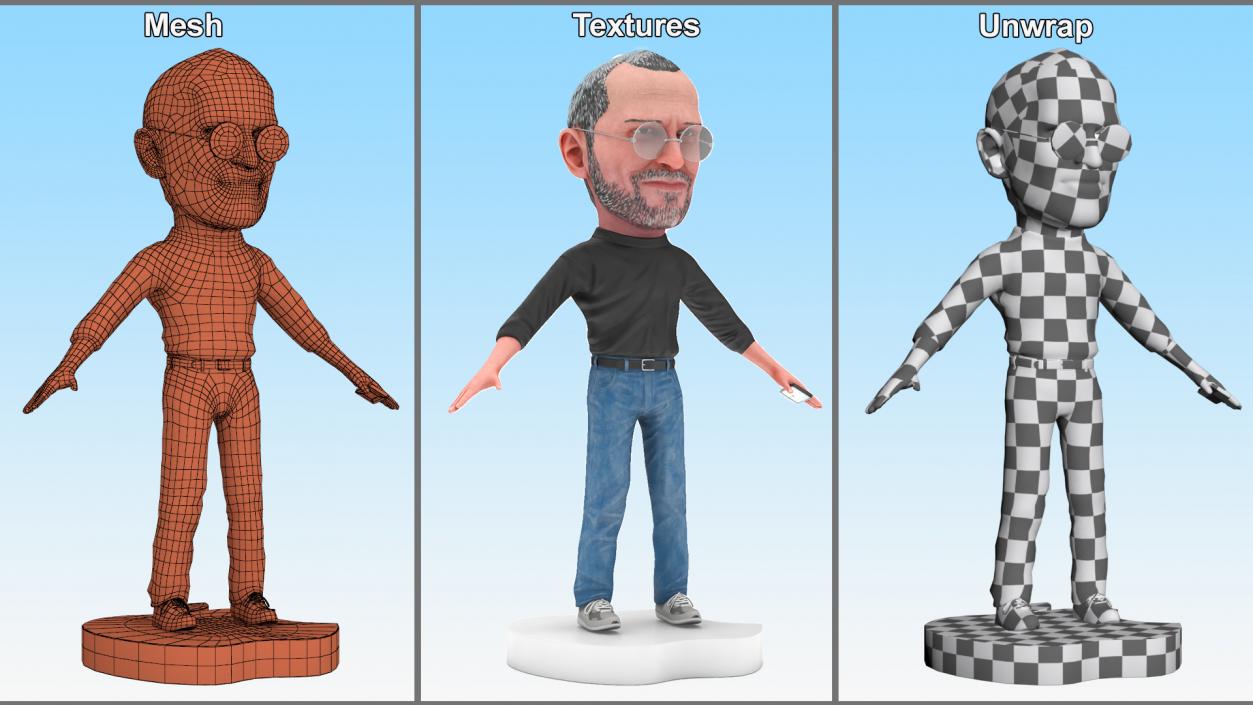 3D Steve Jobs Figure Rigged for Maya model