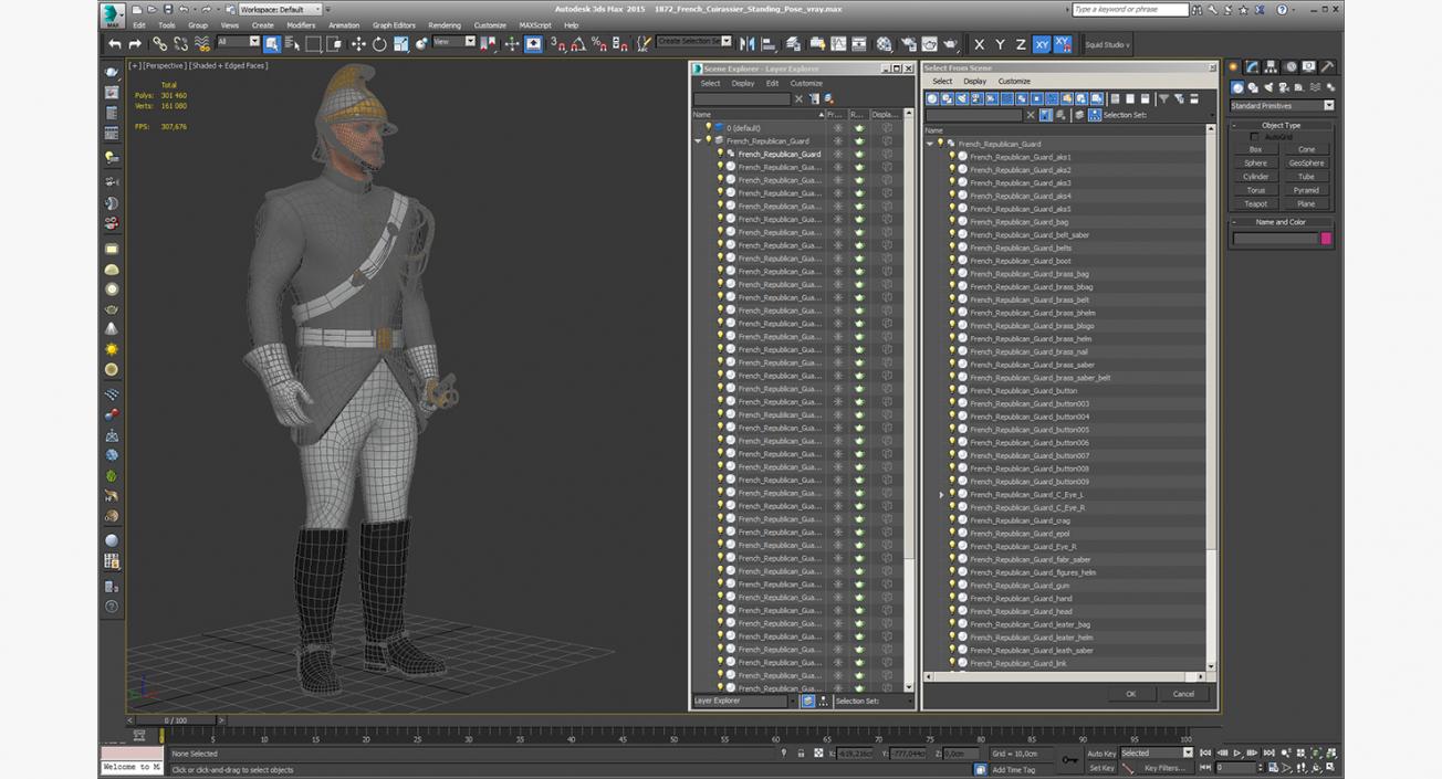 3D 1872 French Cuirassier Standing Pose