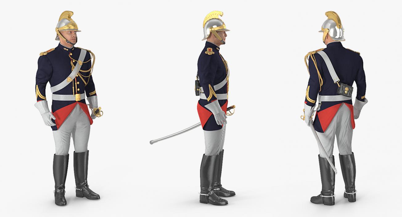 3D 1872 French Cuirassier Standing Pose