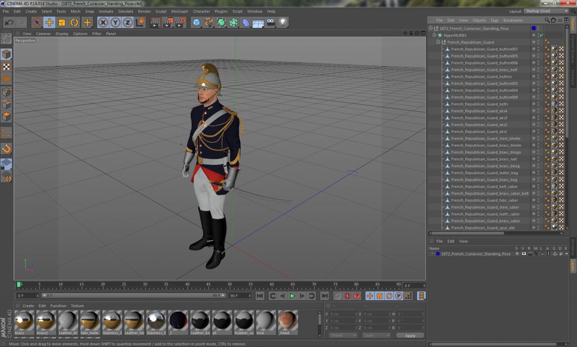 3D 1872 French Cuirassier Standing Pose