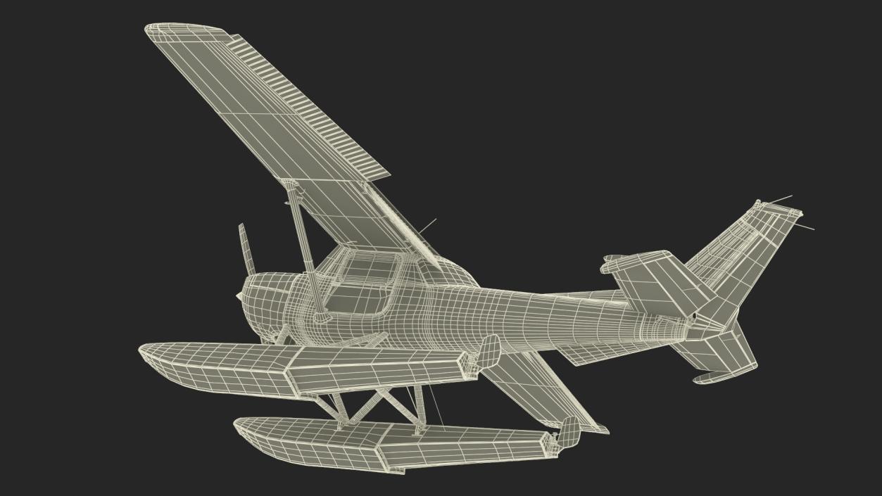 Seaplane with Floats Cessna 150 Rigged for Cinema 4D 3D