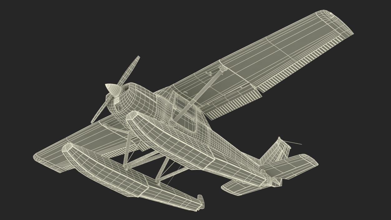 Seaplane with Floats Cessna 150 Rigged for Cinema 4D 3D