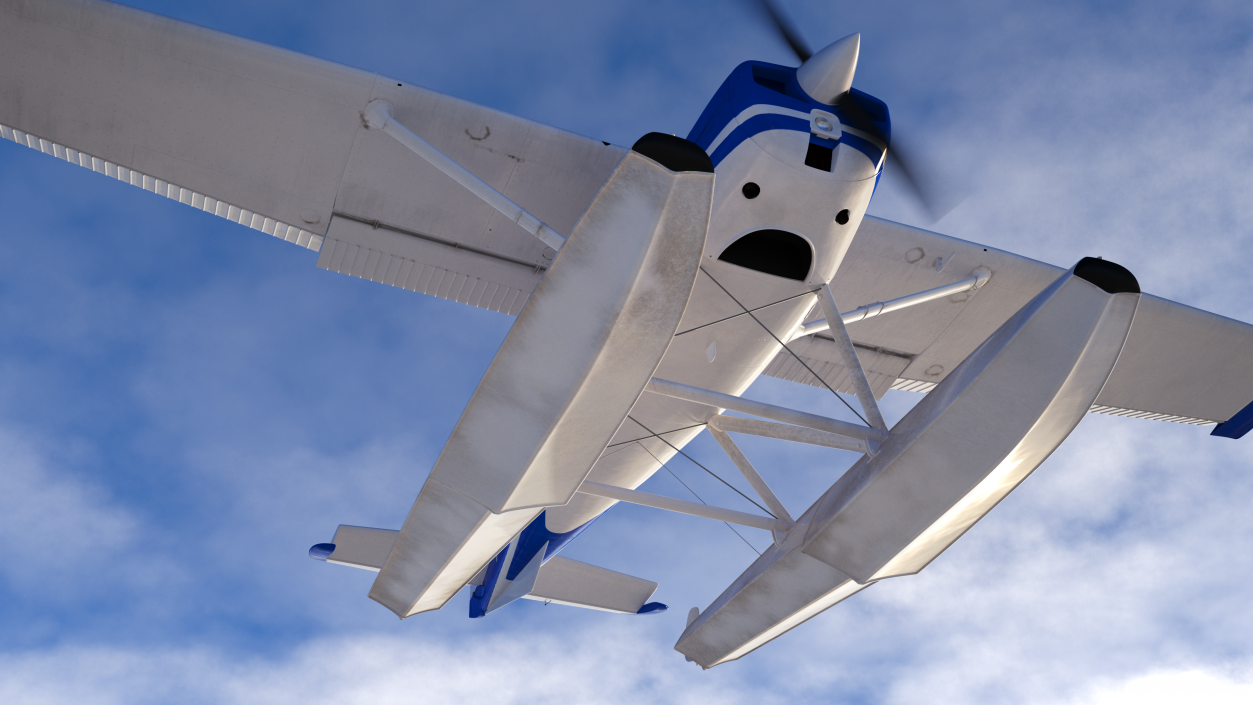 Seaplane with Floats Cessna 150 Rigged for Cinema 4D 3D