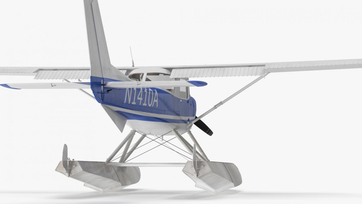 Seaplane with Floats Cessna 150 Rigged for Cinema 4D 3D