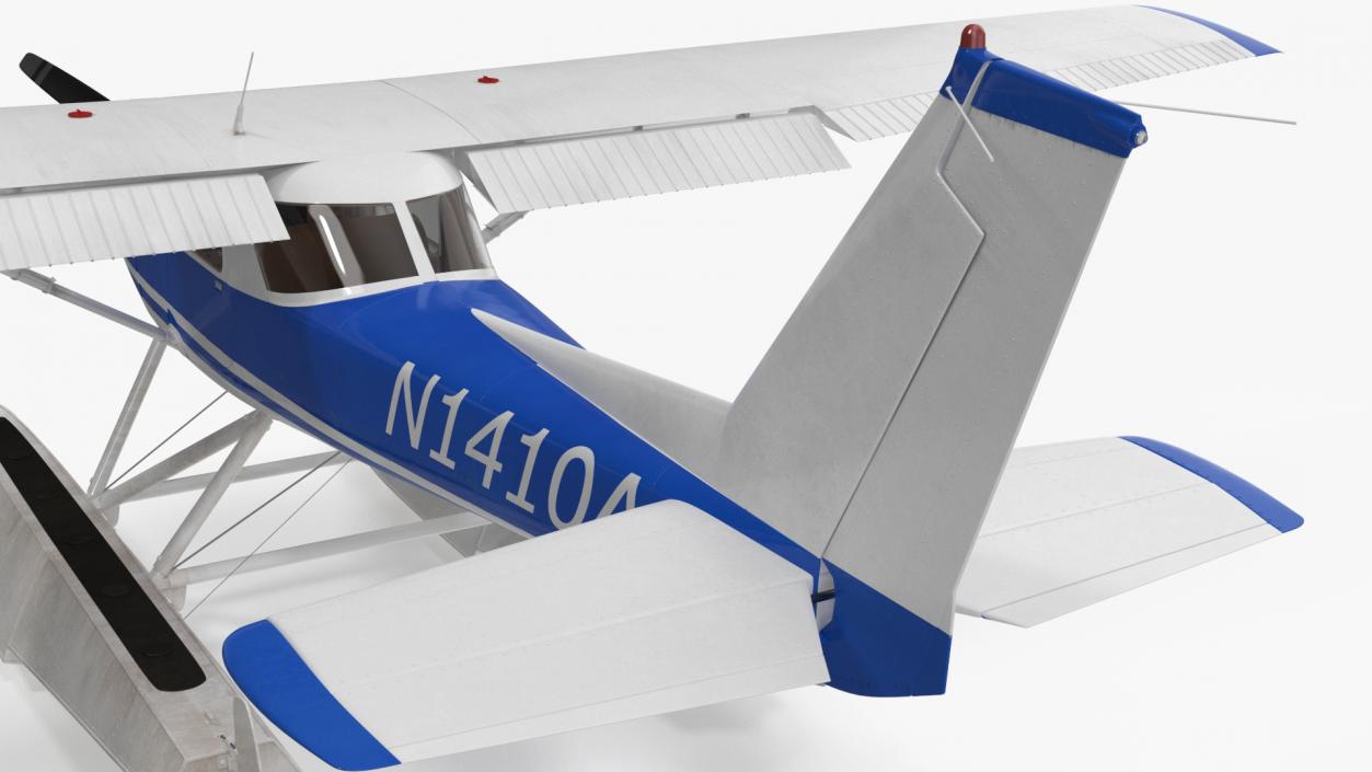 Seaplane with Floats Cessna 150 Rigged for Cinema 4D 3D