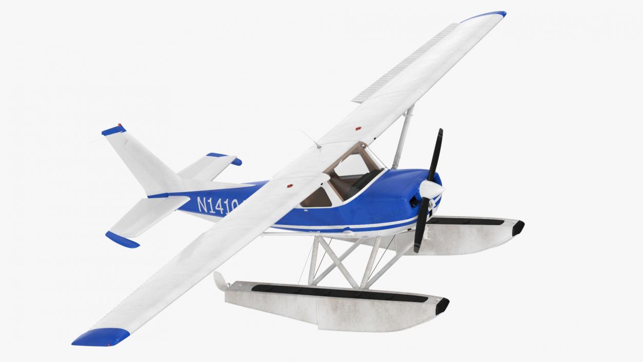 Seaplane with Floats Cessna 150 Rigged for Cinema 4D 3D