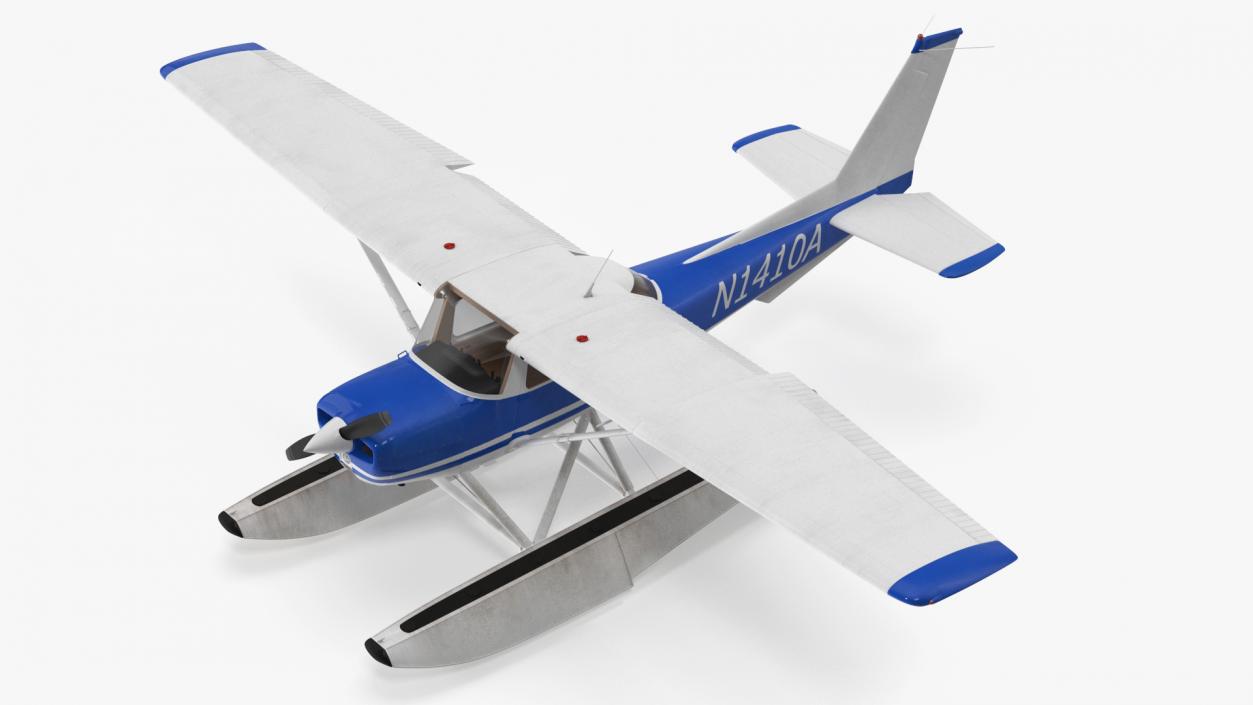 Seaplane with Floats Cessna 150 Rigged for Cinema 4D 3D