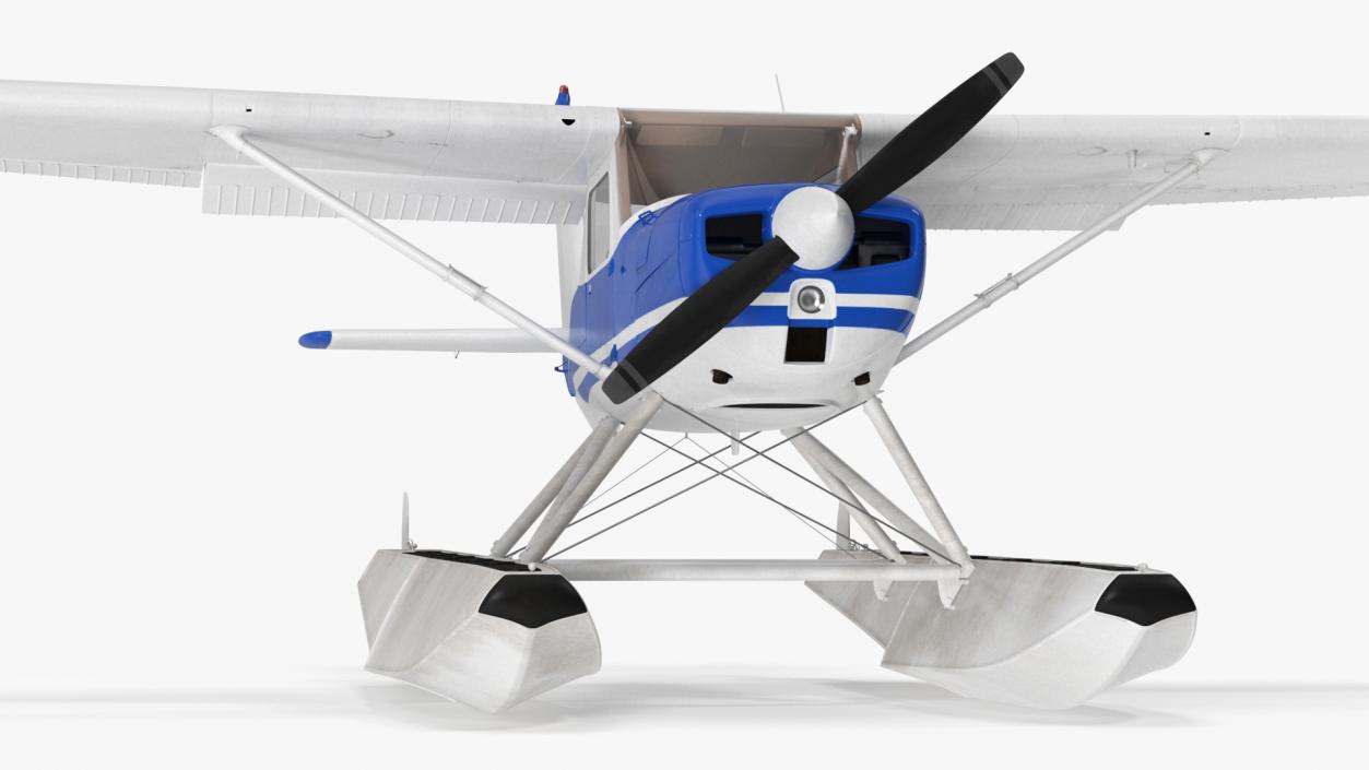 Seaplane with Floats Cessna 150 Rigged for Cinema 4D 3D