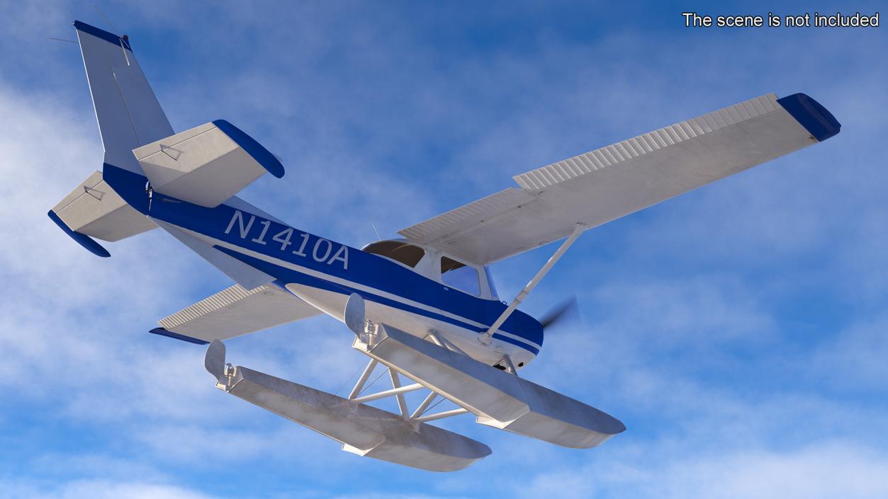 Seaplane with Floats Cessna 150 Rigged for Cinema 4D 3D