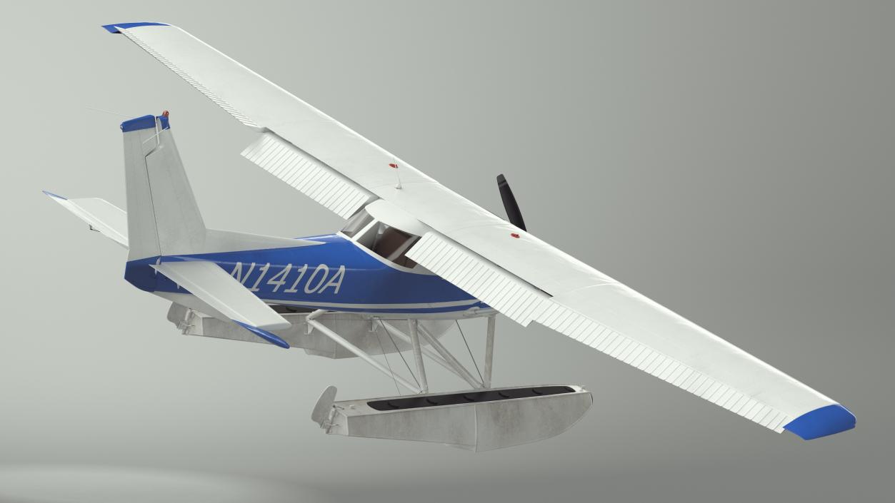 Seaplane with Floats Cessna 150 Rigged for Cinema 4D 3D