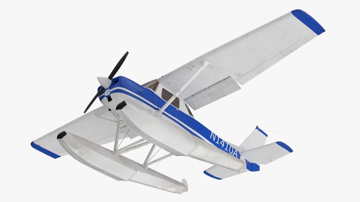 Seaplane with Floats Cessna 150 Rigged for Cinema 4D 3D