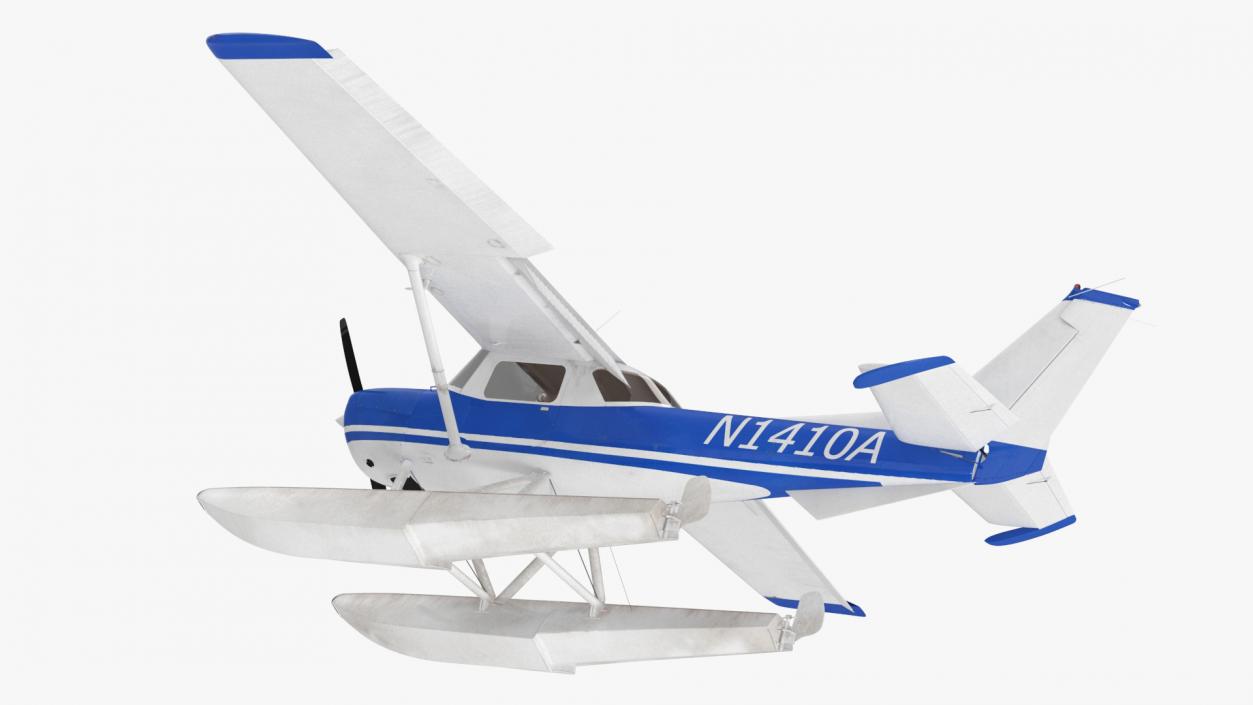 Seaplane with Floats Cessna 150 Rigged for Cinema 4D 3D