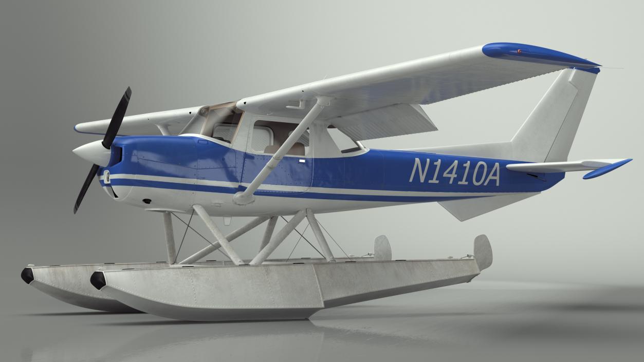 Seaplane with Floats Cessna 150 Rigged for Cinema 4D 3D