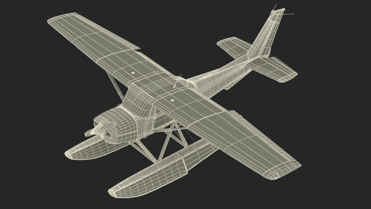 Seaplane with Floats Cessna 150 Rigged for Cinema 4D 3D