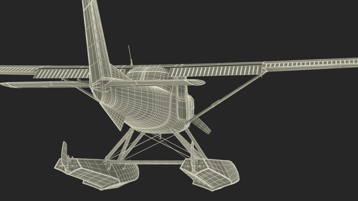 Seaplane with Floats Cessna 150 Rigged for Cinema 4D 3D