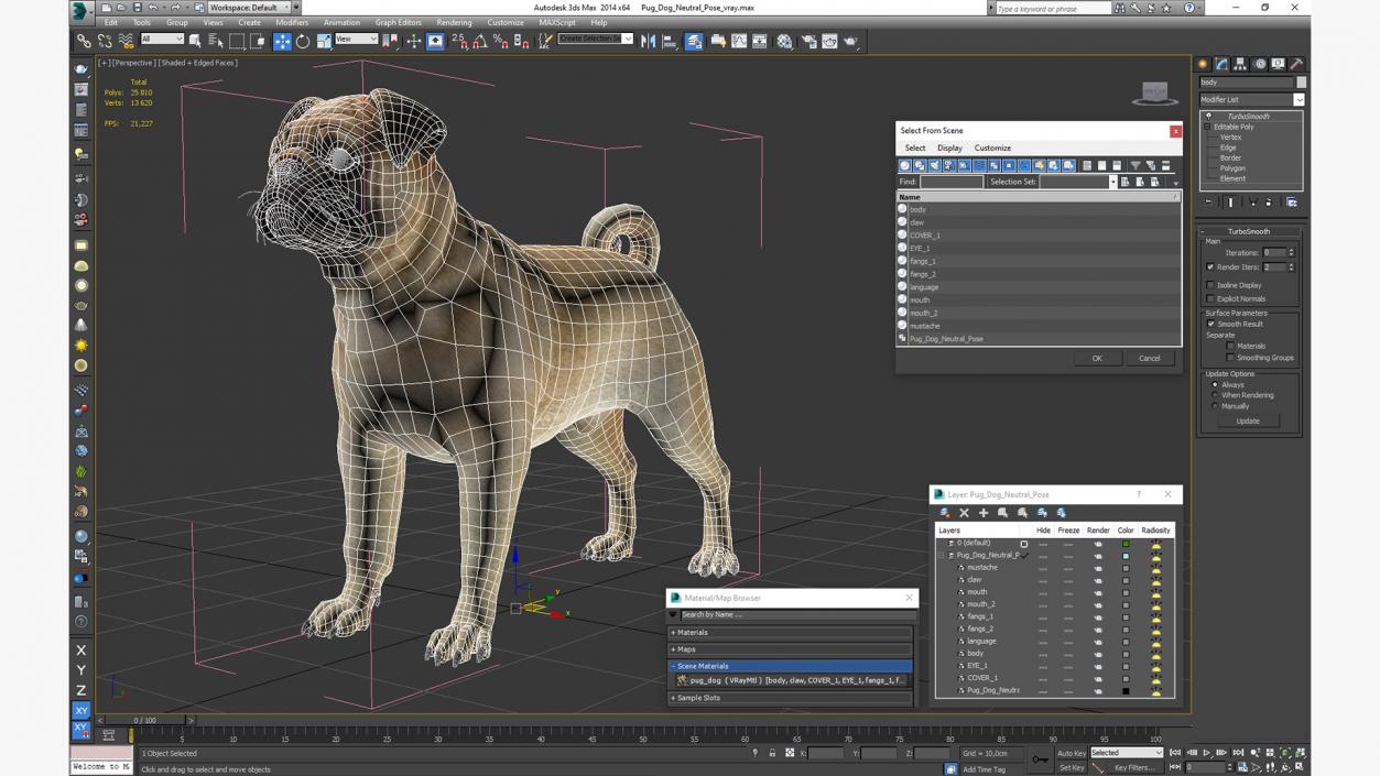 3D model Pug Dog Neutral Pose