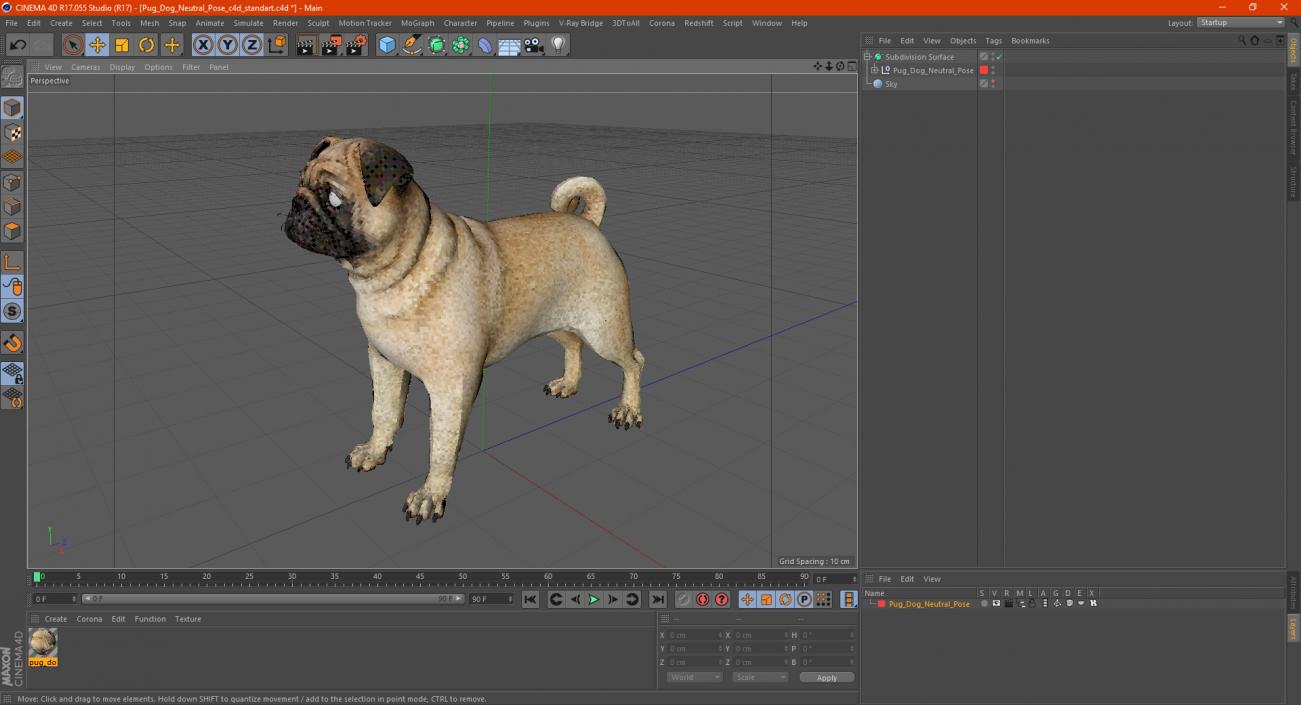 3D model Pug Dog Neutral Pose