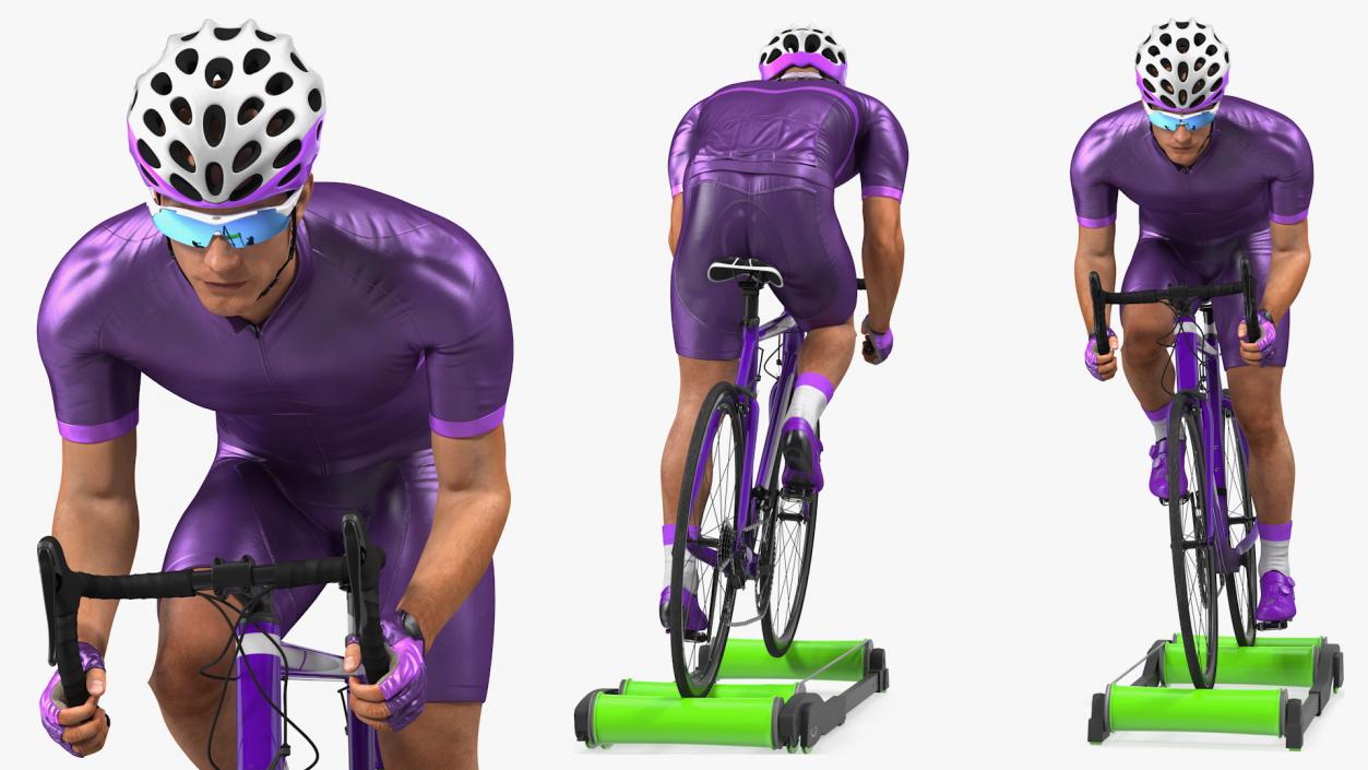 3D model Bicyclist Riding Roller Trainer Platform