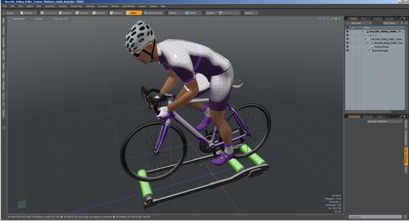 3D model Bicyclist Riding Roller Trainer Platform