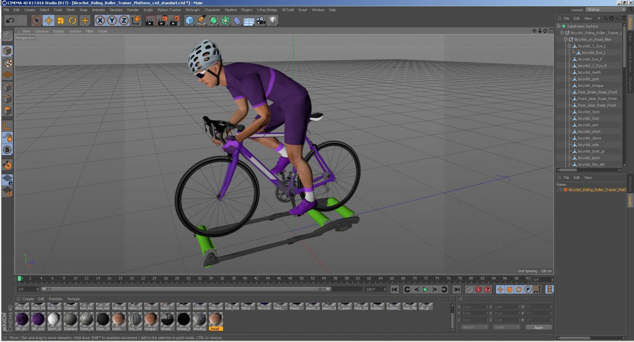 3D model Bicyclist Riding Roller Trainer Platform