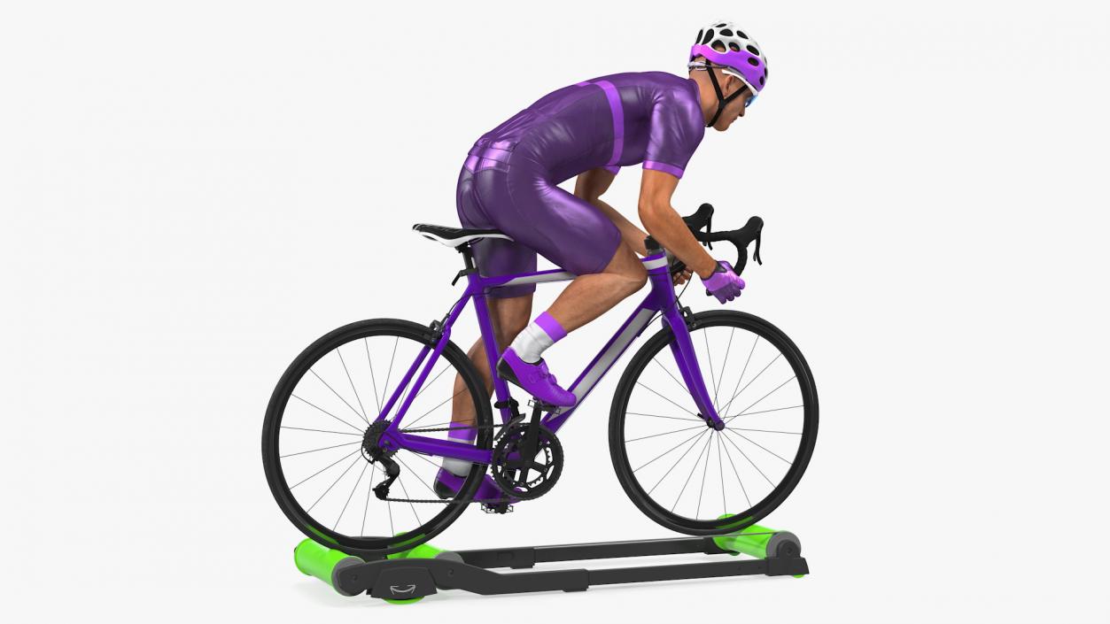 3D model Bicyclist Riding Roller Trainer Platform