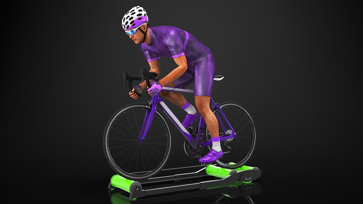 3D model Bicyclist Riding Roller Trainer Platform