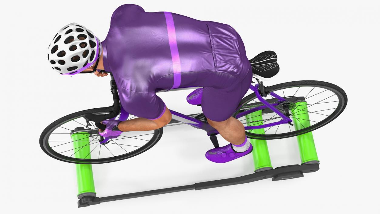 3D model Bicyclist Riding Roller Trainer Platform