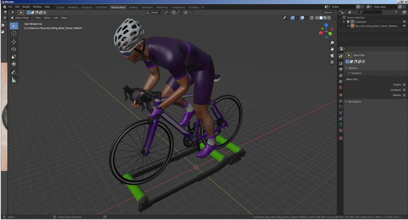 3D model Bicyclist Riding Roller Trainer Platform