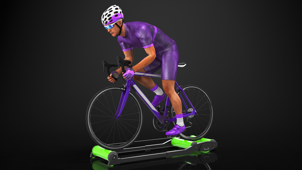 3D model Bicyclist Riding Roller Trainer Platform