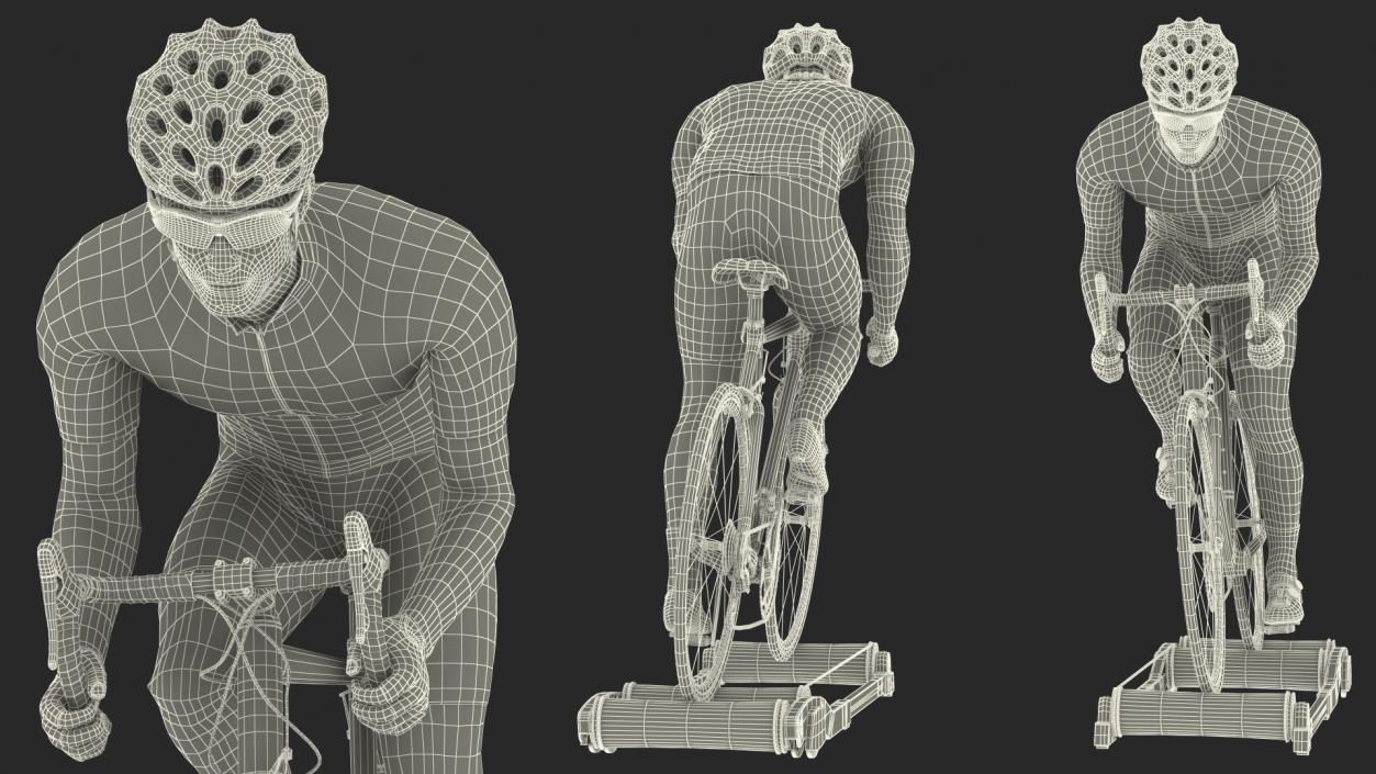 3D model Bicyclist Riding Roller Trainer Platform