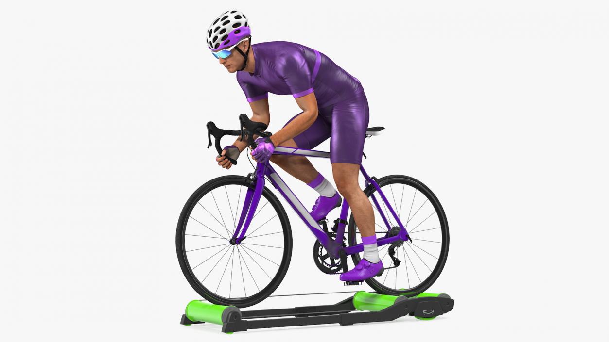 3D model Bicyclist Riding Roller Trainer Platform