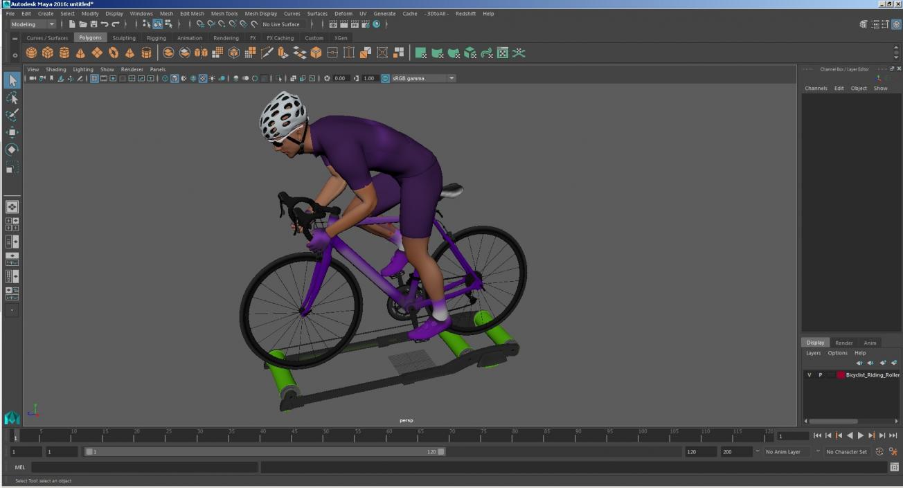 3D model Bicyclist Riding Roller Trainer Platform