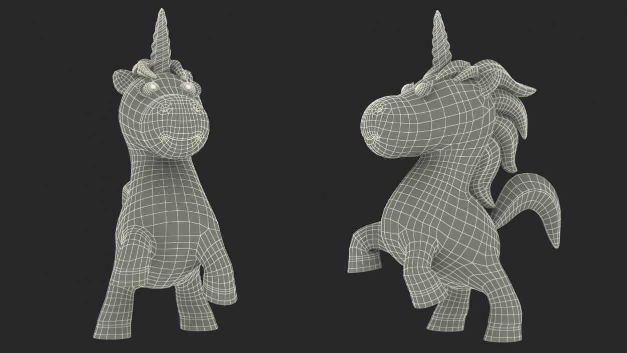 3D Blue Cartoon Unicorn Jumping Pose model