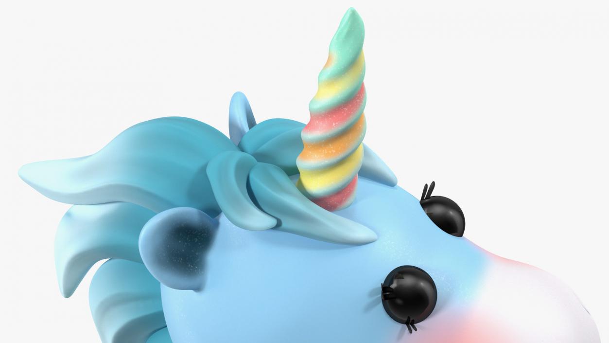 3D Blue Cartoon Unicorn Jumping Pose model