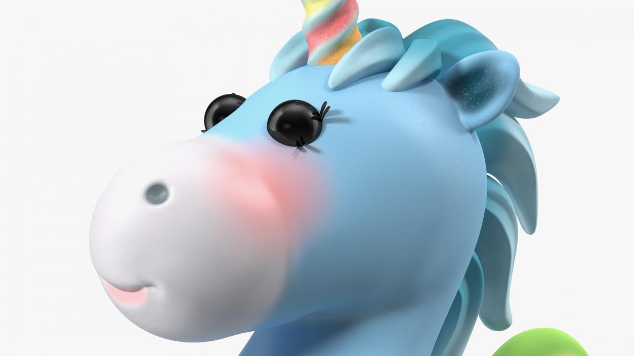 3D Blue Cartoon Unicorn Jumping Pose model