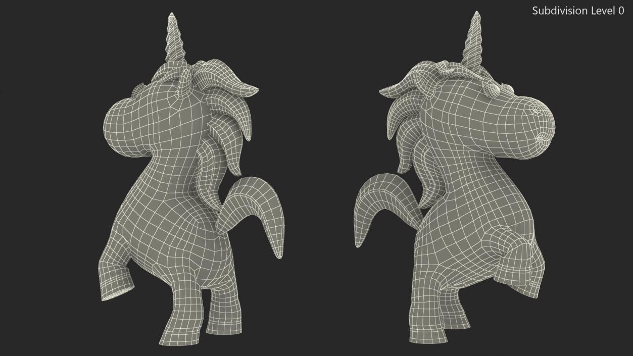 3D Blue Cartoon Unicorn Jumping Pose model